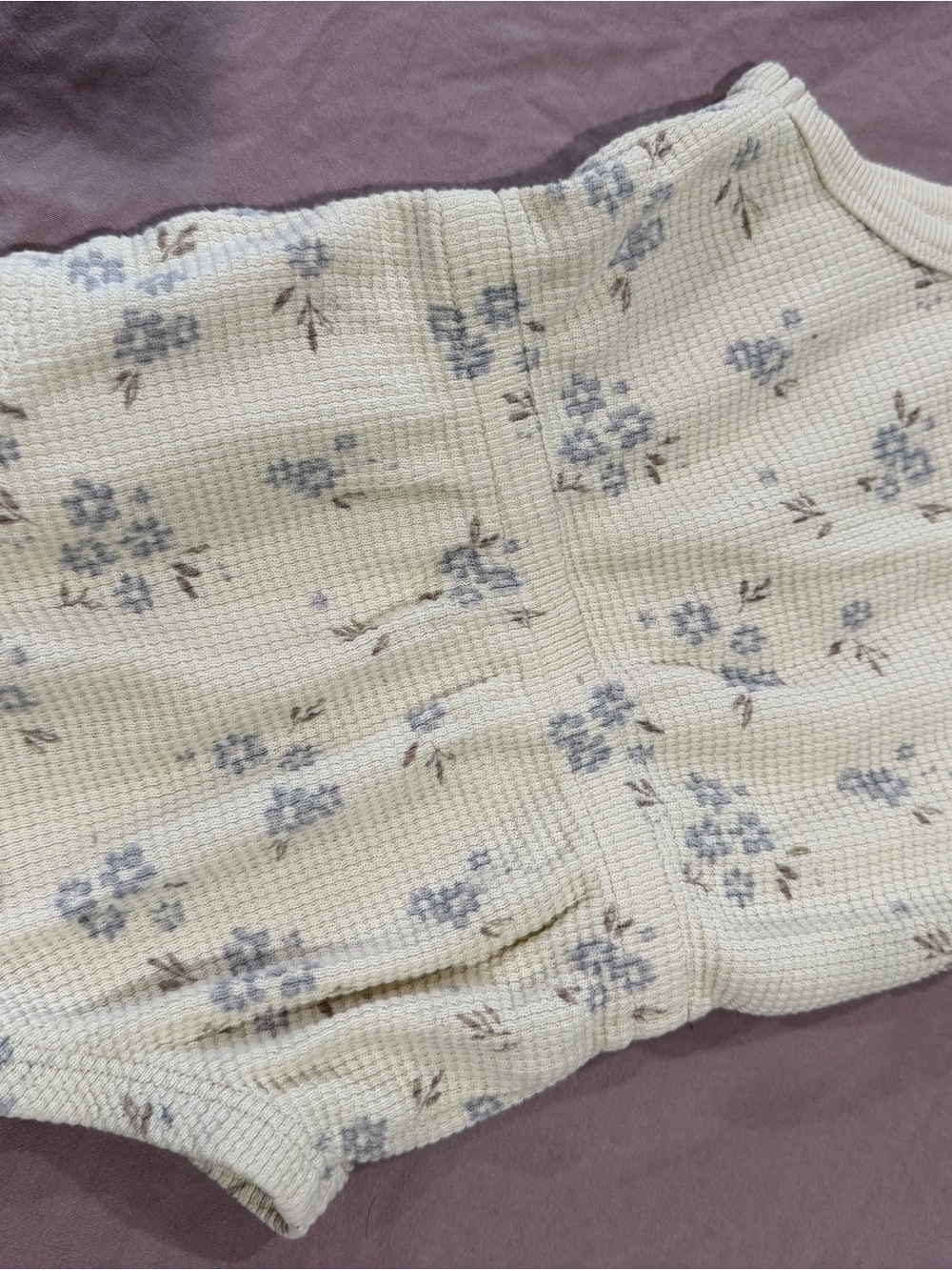 Quincy Mae Cream One-Piece with Blue Floral Print